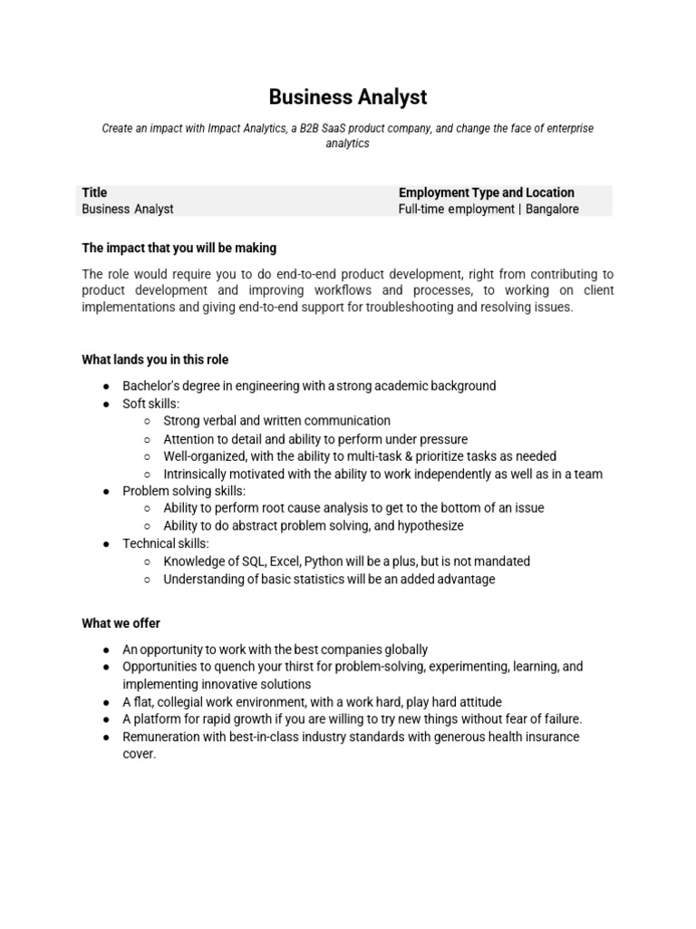 Business Analyst Role at Impact Analytics | PDF | Analytics ...