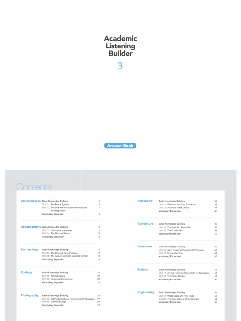 Academic Listening Builder 3 - 답지 2022 | PDF