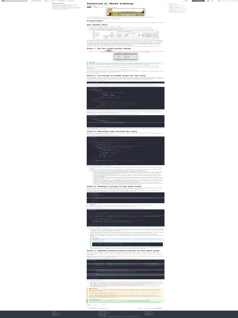 Note-Taking System for WorkAdventure | PDF | Java Script | Html Element