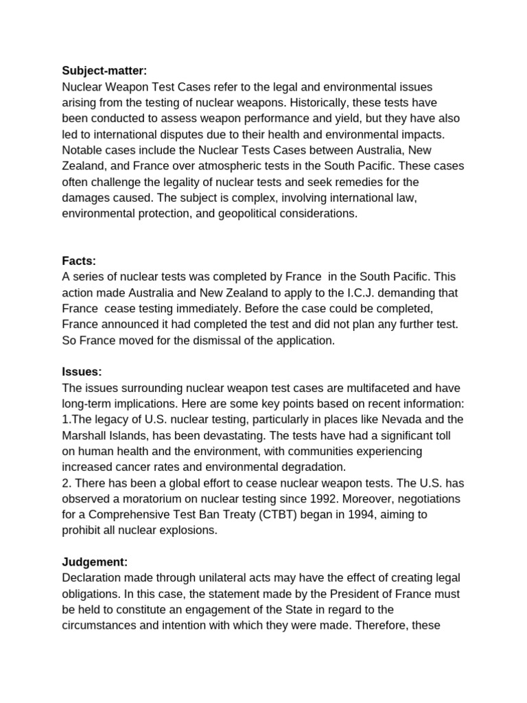 Nuclear Weapon Test Cases Pdf