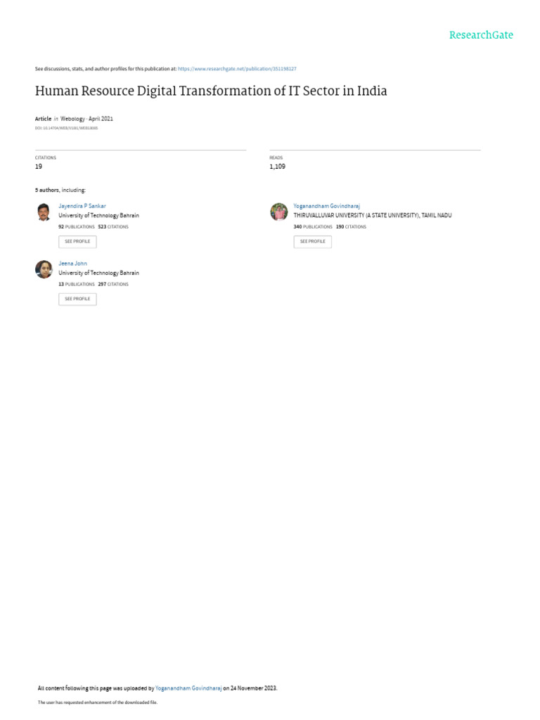 Human Resource Digital Transformationof ITSectorin India | PDF | Human ...