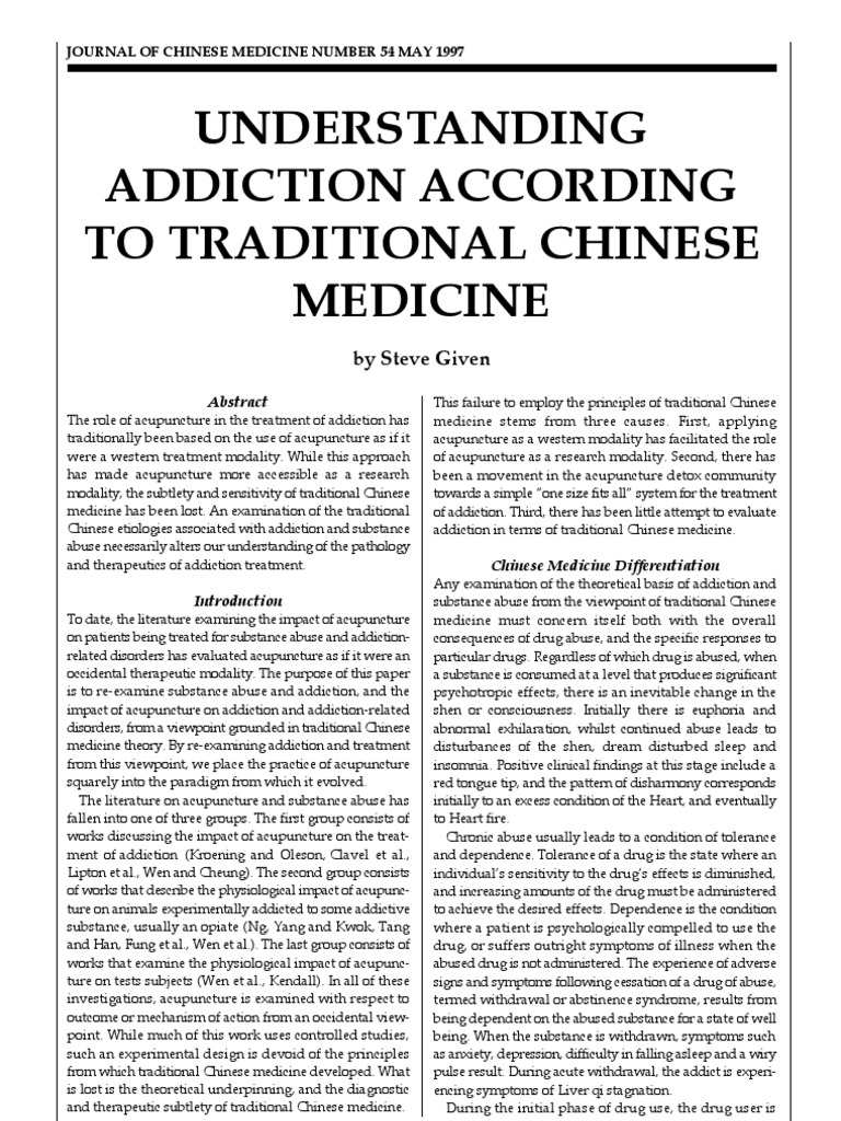 Addiction in Traditional Chinese Medicine | PDF | Traditional Chinese ...