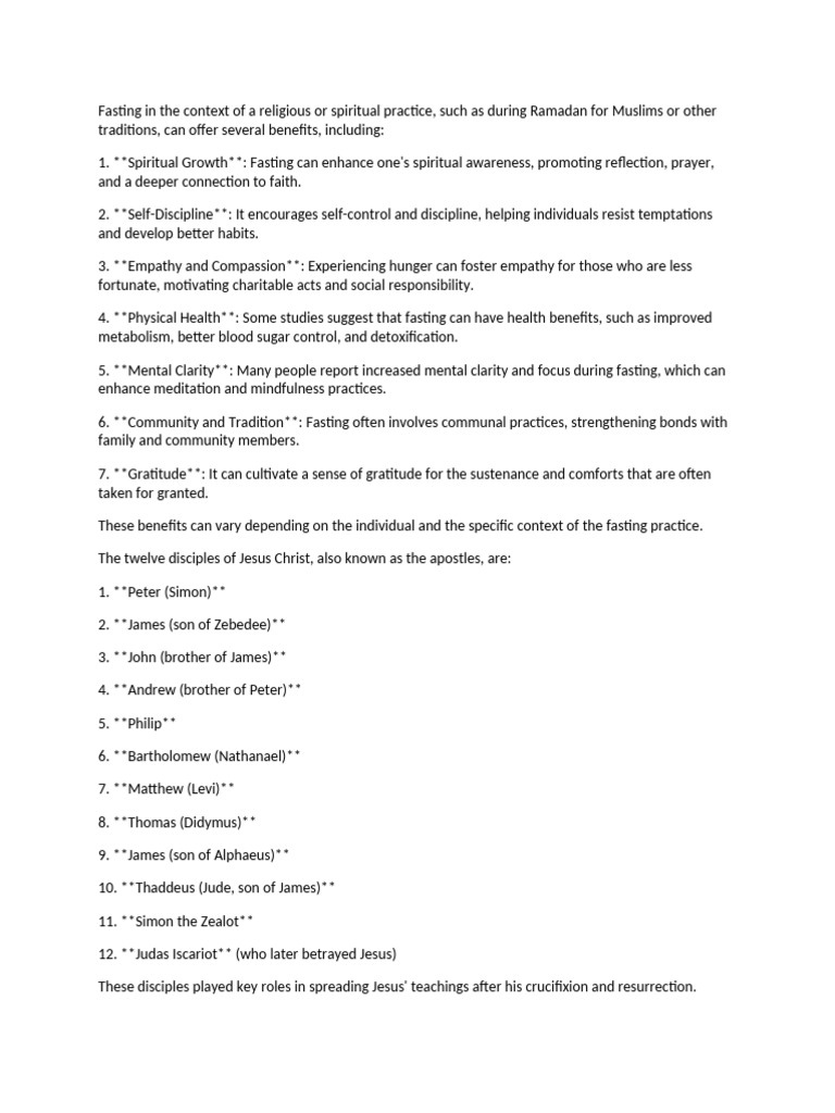 Fasting in The Context of A Religious or Spiritual Practice | PDF ...
