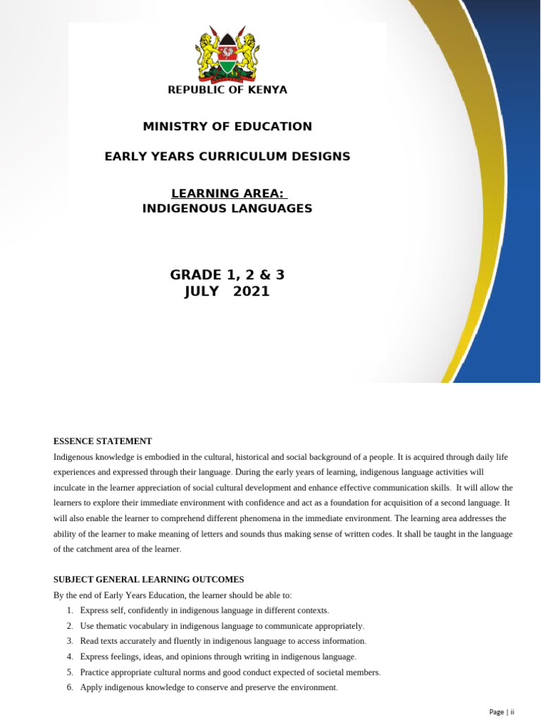 Indigenous Languages Designs - Machakos Final | PDF | Learning | Etiquette