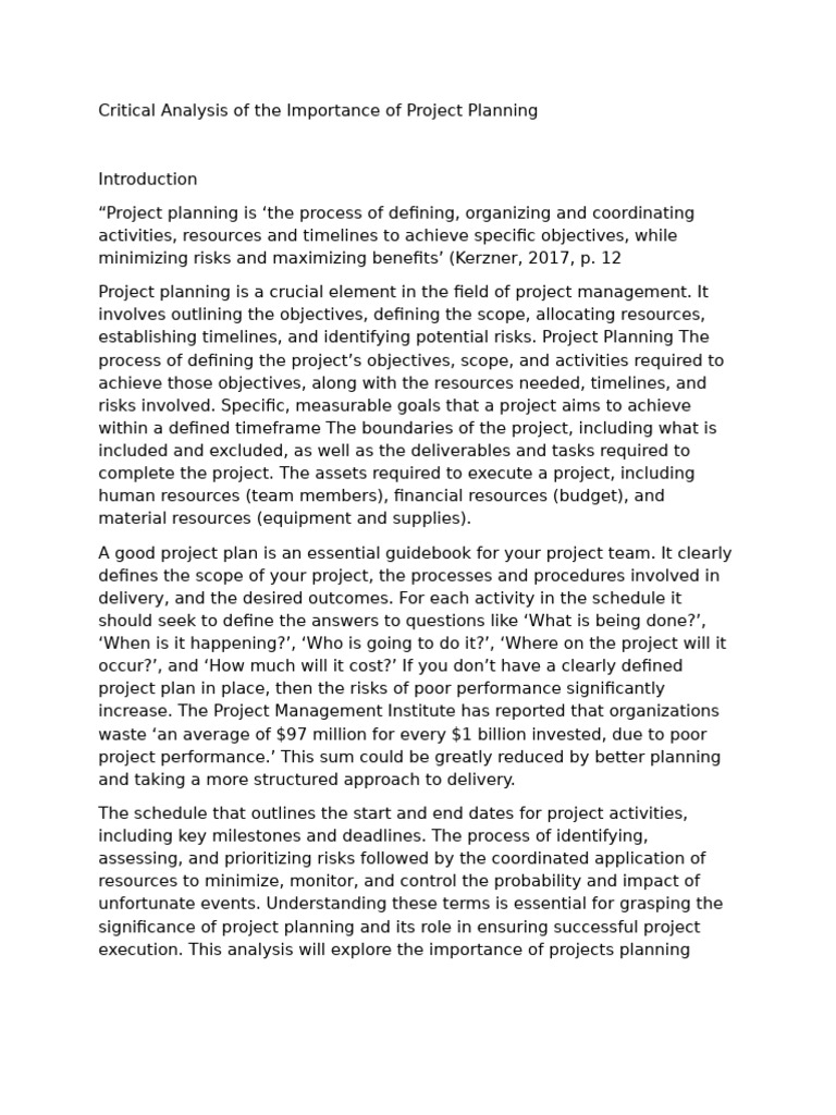 critical-analysis-the-importance-of-project-planning-pdf-project