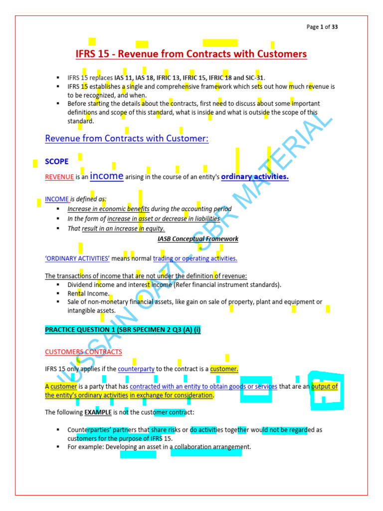 1. IFRS 15 Notes | PDF | Fair Value | Income