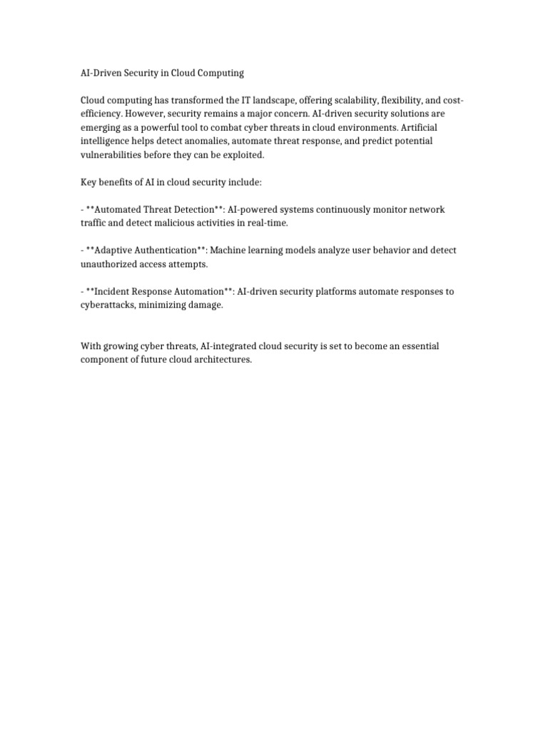 Ai Driven Security Cloud Computing Pdf