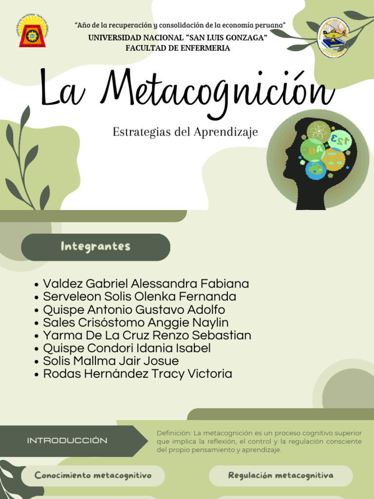 Metacognición: Estrategias de Aprendizaje | PDF | Metacognición ...