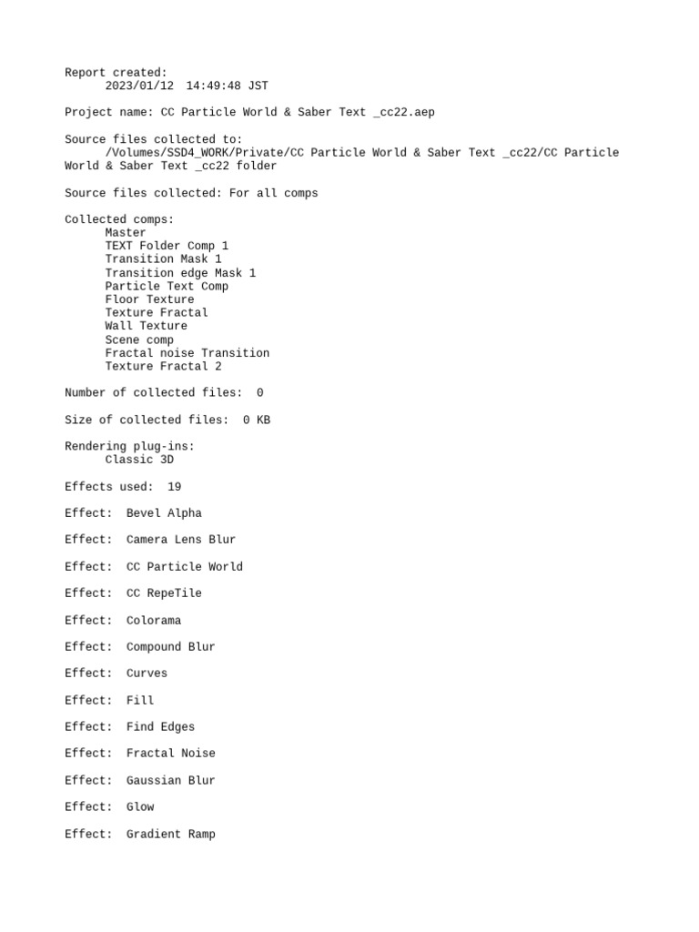 CC Particle World & Saber Text - Cc22report | PDF
