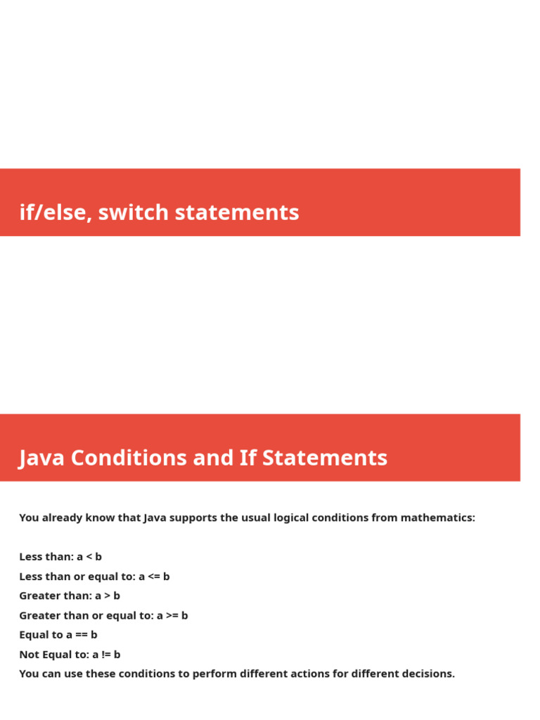 Java If/Else and Switch Statements Guide | PDF | Software Engineering ...