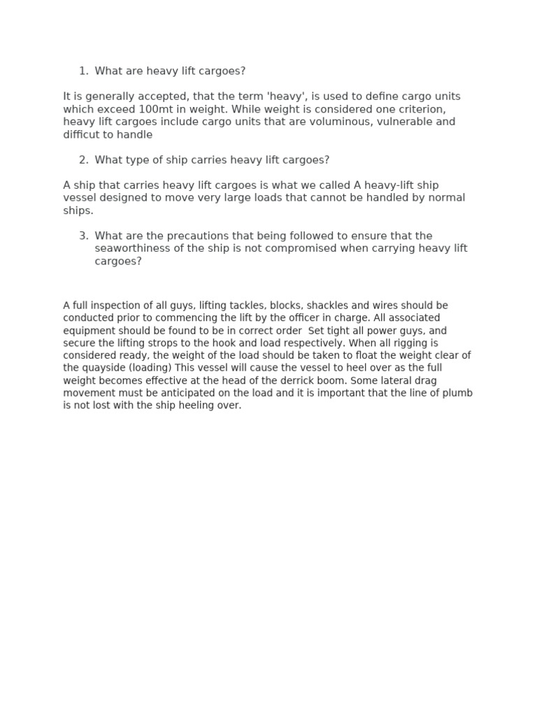 Heavy Lift Cargo Handling Guidelines | PDF
