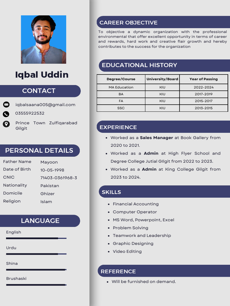 Iqbal Uddin's Educational and Career Summary | PDF