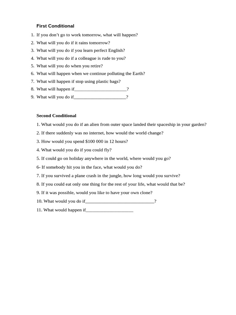 First and Second Conditional Exercises | PDF