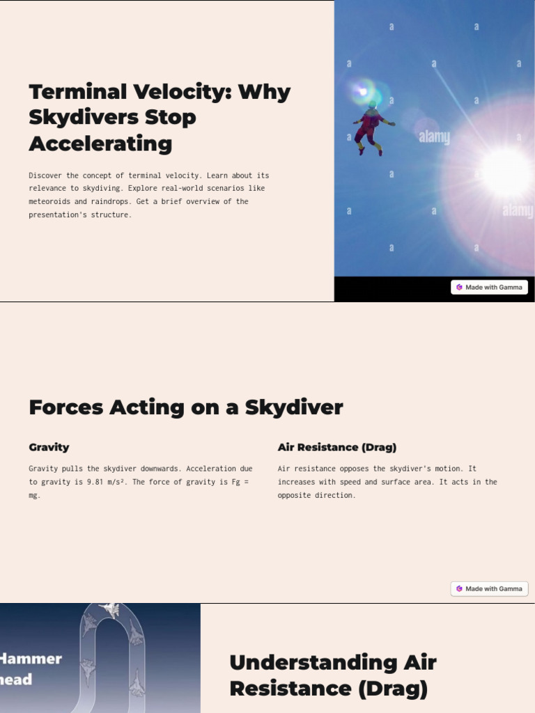 Terminal Velocity Why Skydivers Stop Accelerating | PDF | Drag (Physics ...