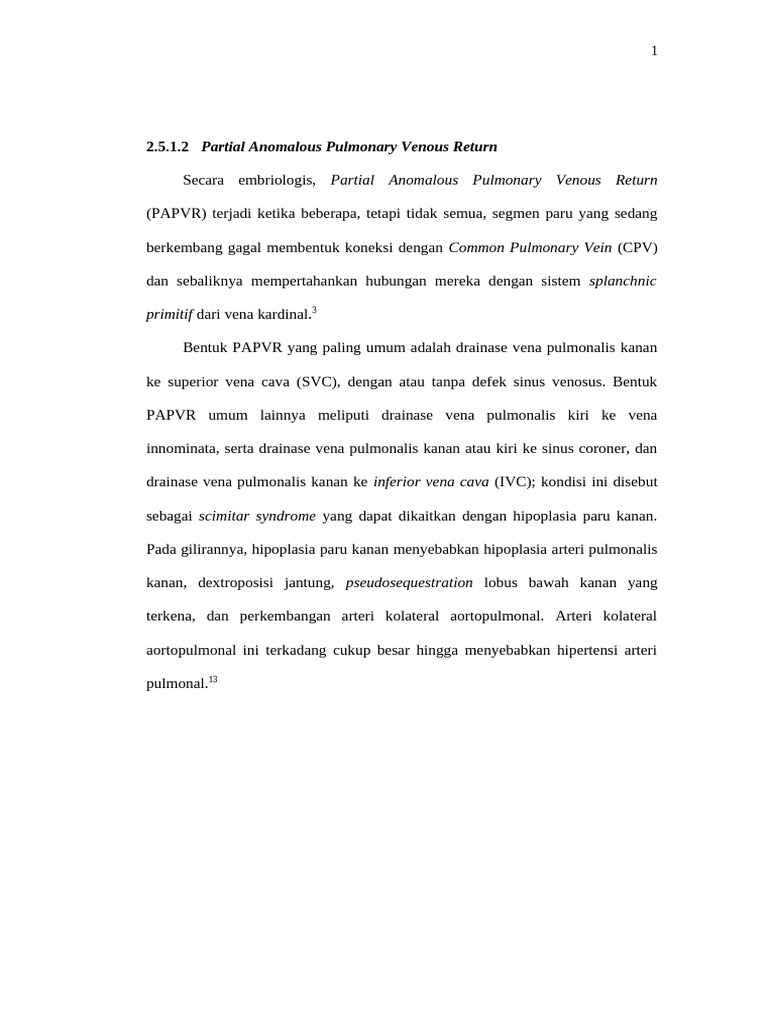 Partial Anomalous Pulmonary Venous Return | PDF