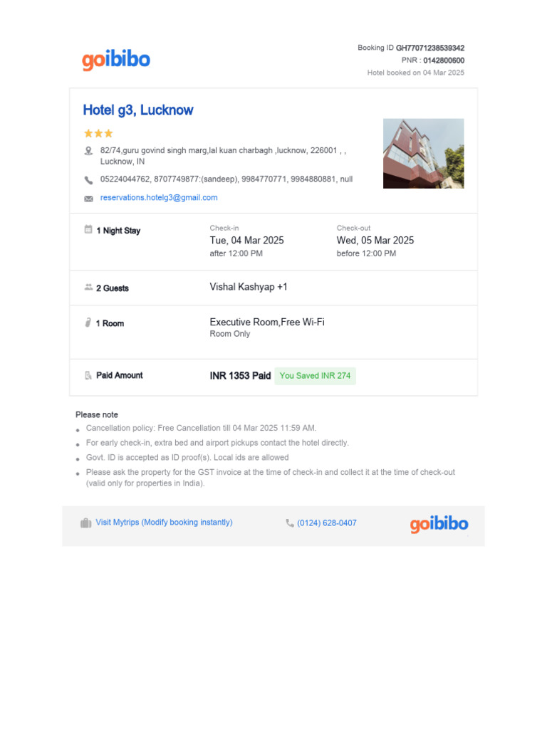 Booking Confirmation Voucher | PDF