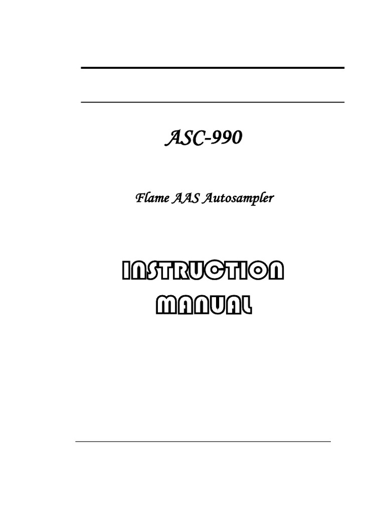 ASC-990 Flame AAS Autosampler Manual | PDF | Regression Analysis ...