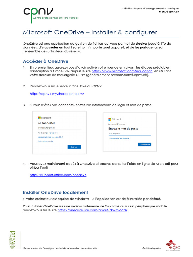 Connexion et configuration de OneDrive | PDF | Fichier informatique ...