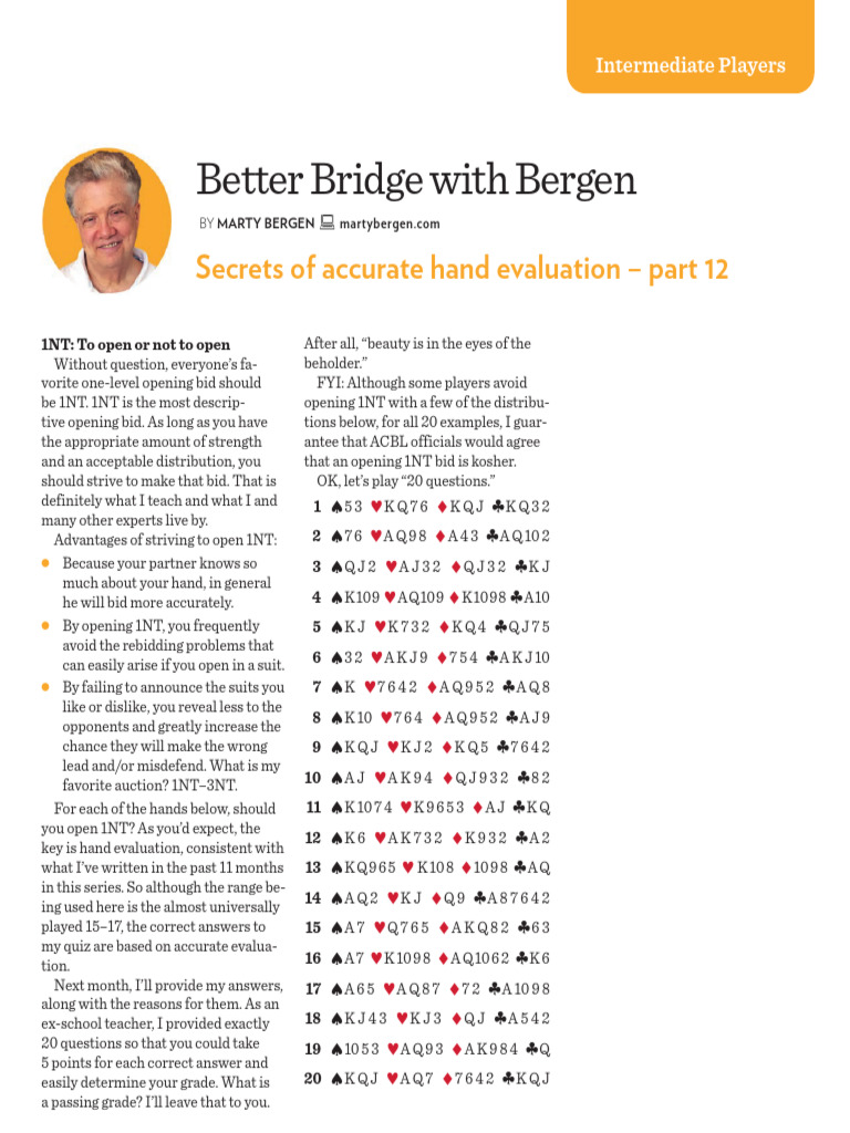 1NT Opening | PDF | Contract Bridge