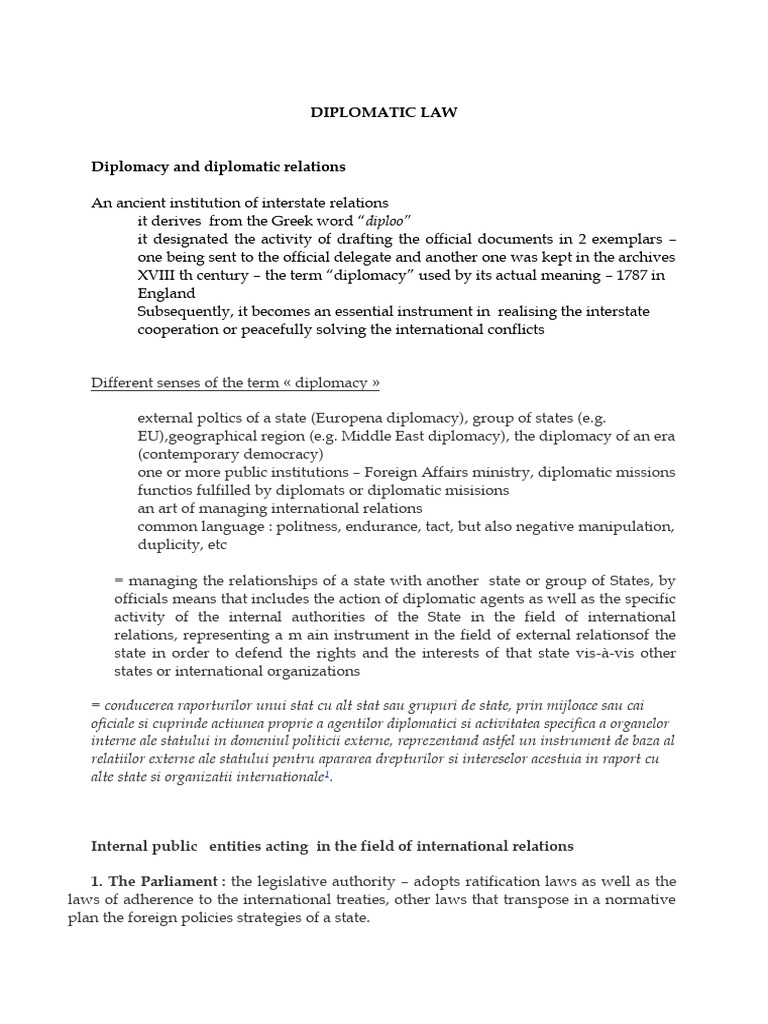 Understanding Diplomatic Law and Relations | PDF | Treaty | Diplomatic ...