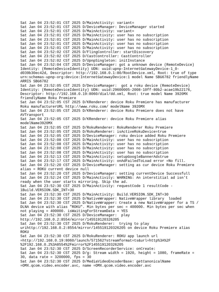 Roku Device Connection Logs | PDF | Roku | Computer Science