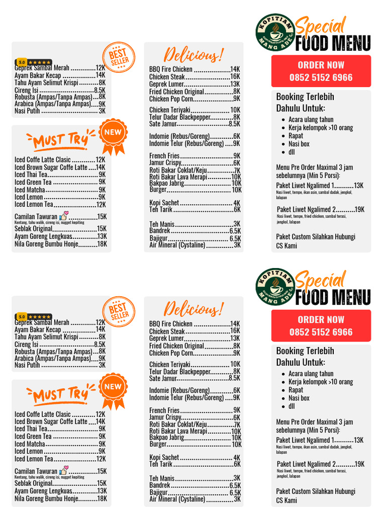 menu baru cetak | PDF