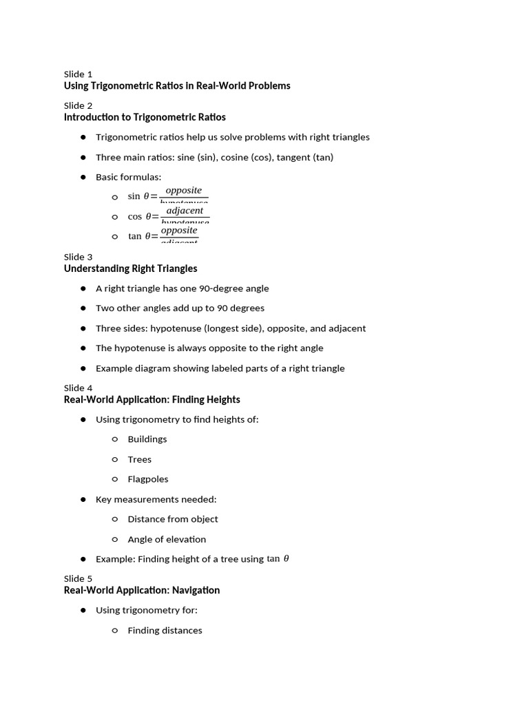 Trigonometry Applications in 9th Grade | PDF | Trigonometry ...