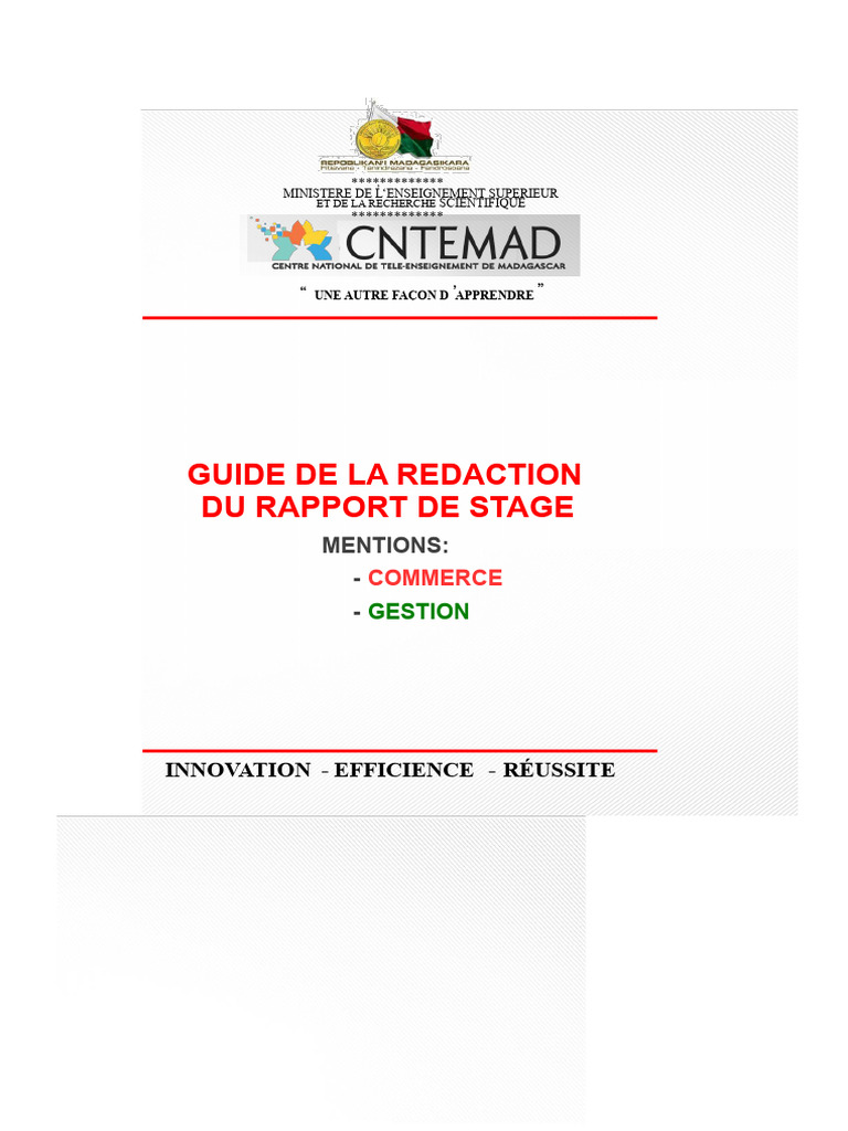 Guide de rédaction du rapport de stage | PDF | Analyse SWOT