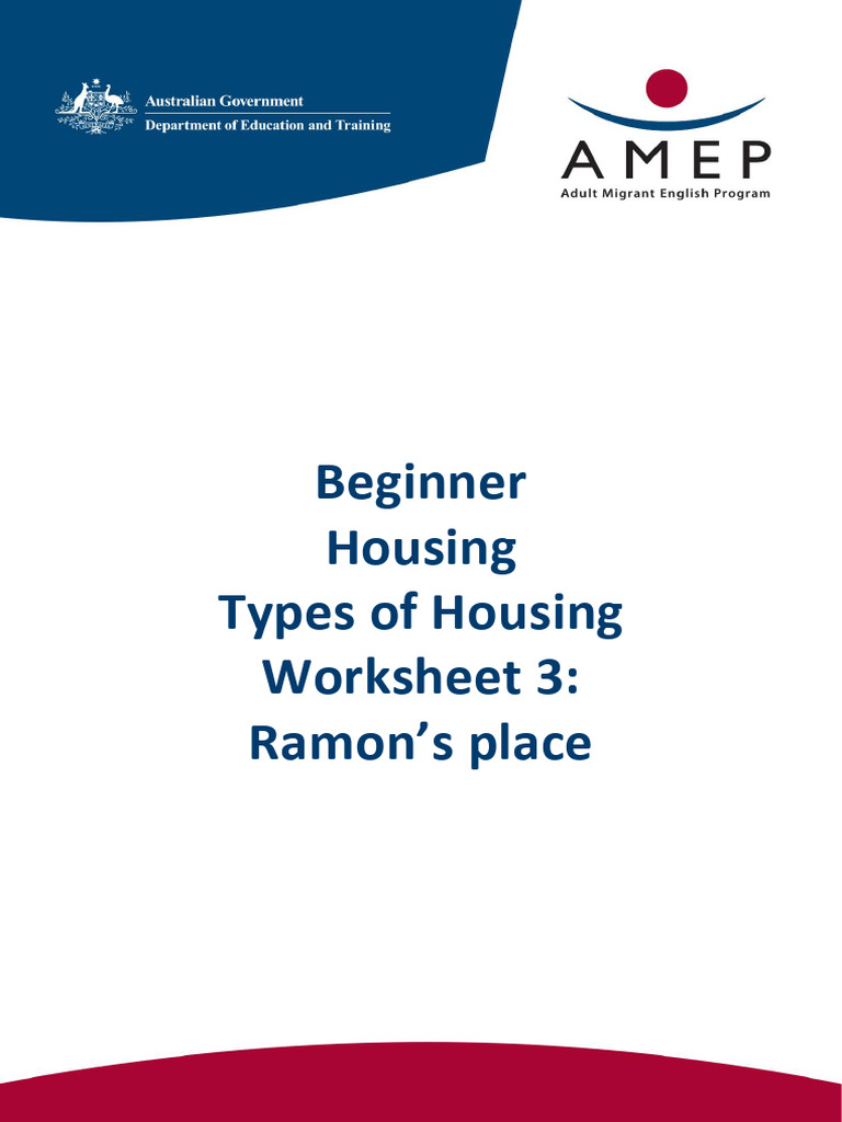 Beginner Housing Types of Housing Worksheet 3 Ramons Place | PDF