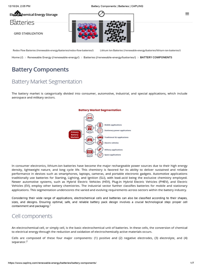 Lithium-Ion Battery Components Overview | PDF | Lithium Ion Battery ...