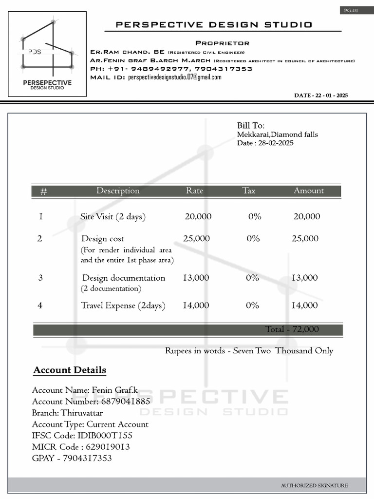 Project Cost Breakdown for Design Services | PDF