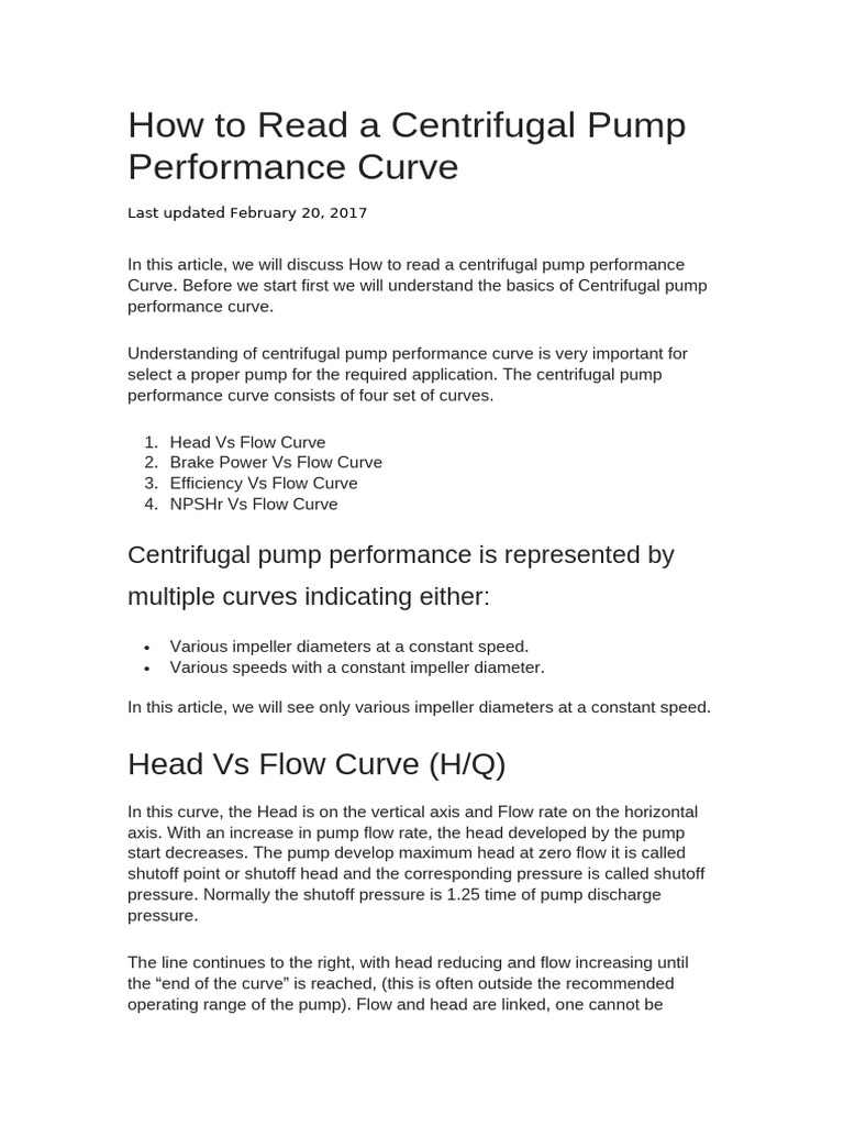 Understanding Centrifugal Pump Curves | PDF | Pump | Energy Technology