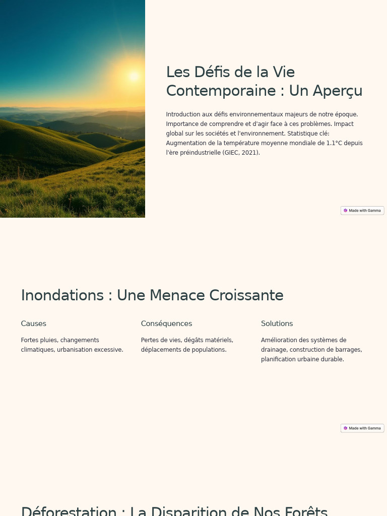 Défis Environnementaux Contemporains | PDF | Déforestation | Sol ...