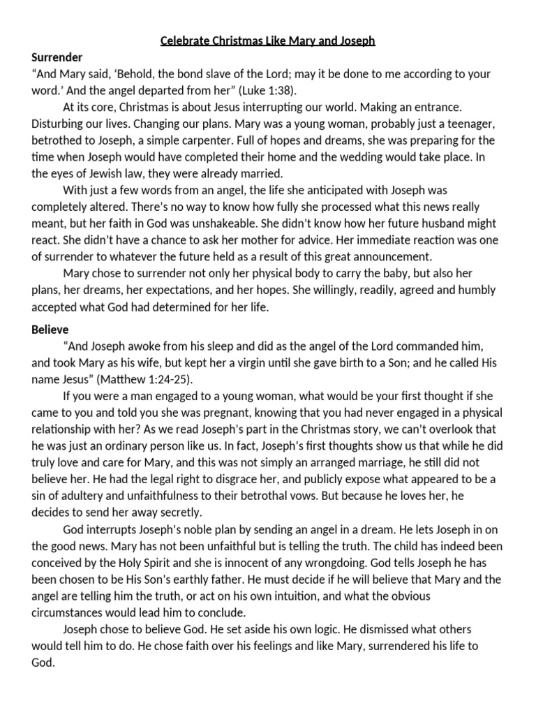 Christmas Lessons from Mary and Joseph | PDF | Saint Joseph | Mary ...