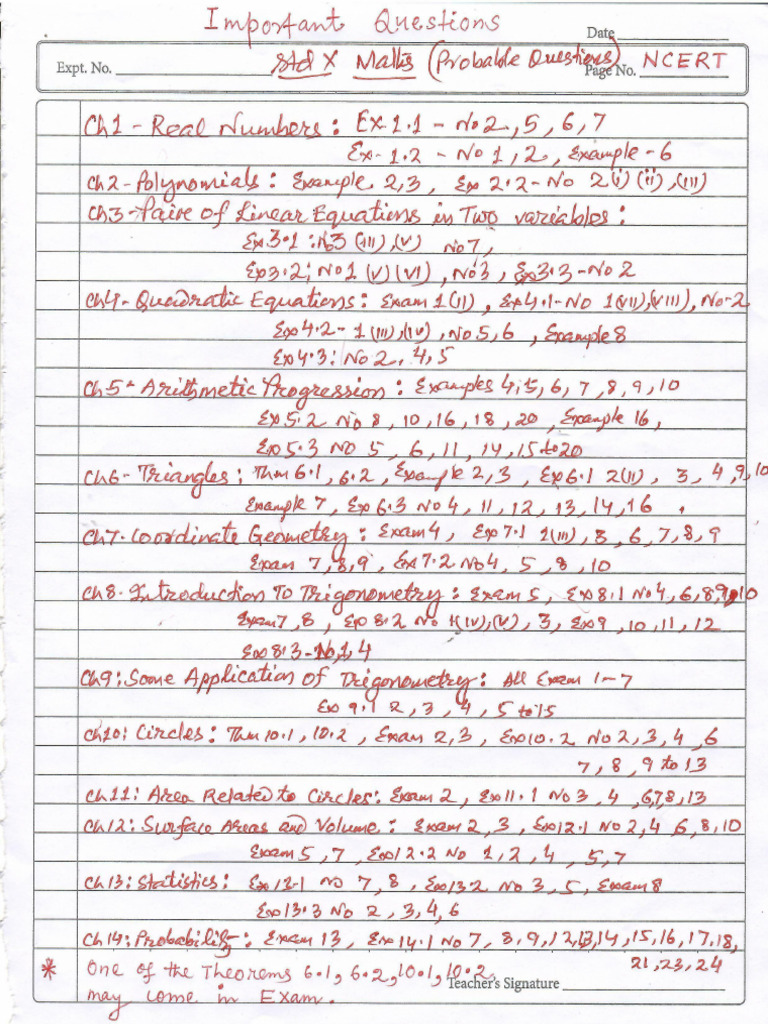 STD - X Probable Questions NCERT | PDF
