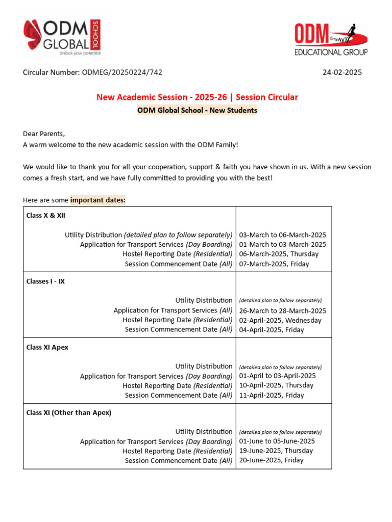 OGS Session Circular 2025-26 (New Students) | PDF | Software