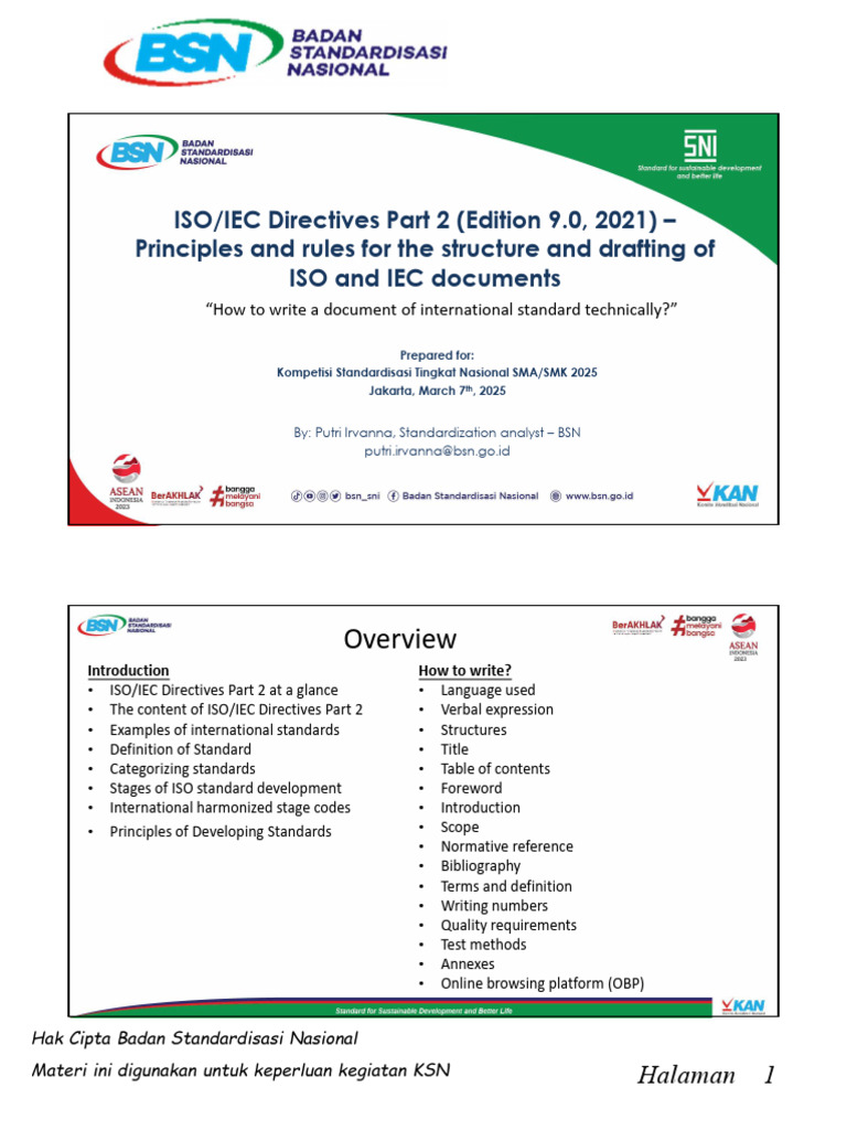 ISO IEC Directive 1 & Penulisan Standar Internasional Standard | PDF ...