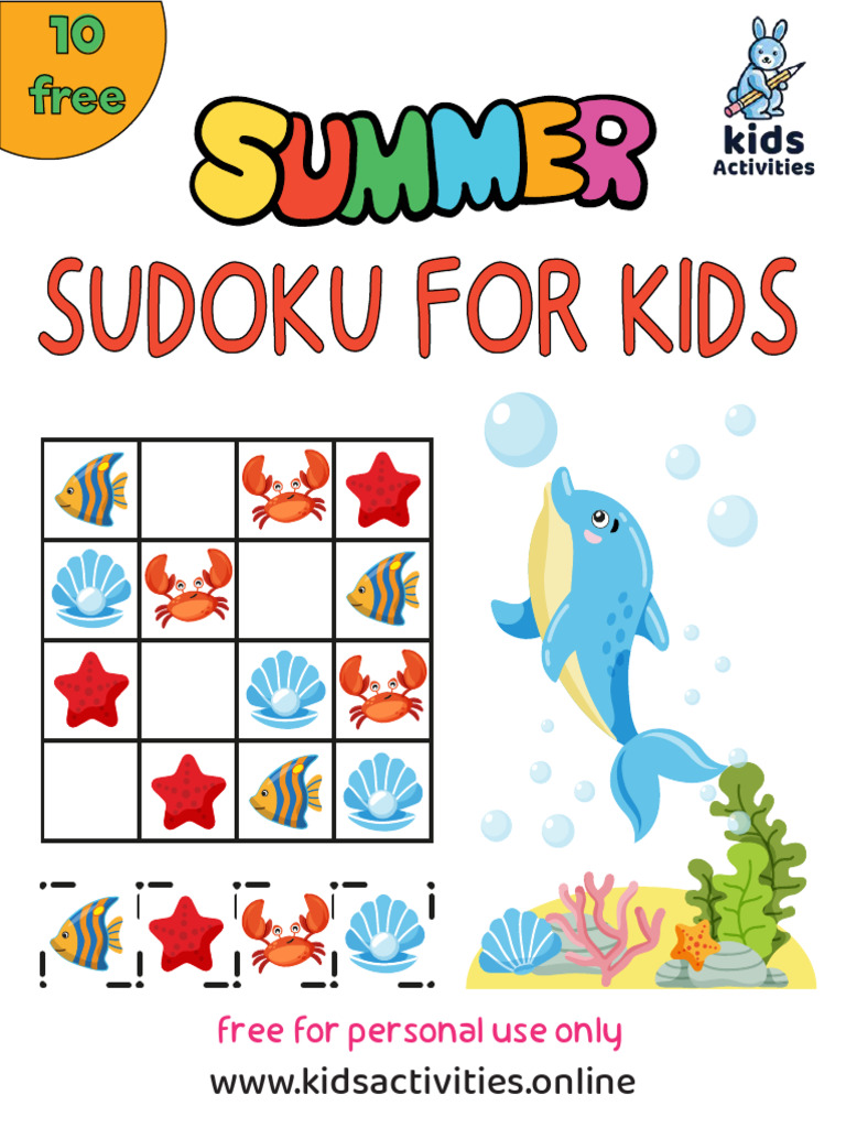 free printable sumer suduku games for preschoolers PDF