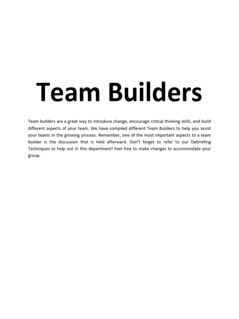 Effective Team Building Activities | PDF