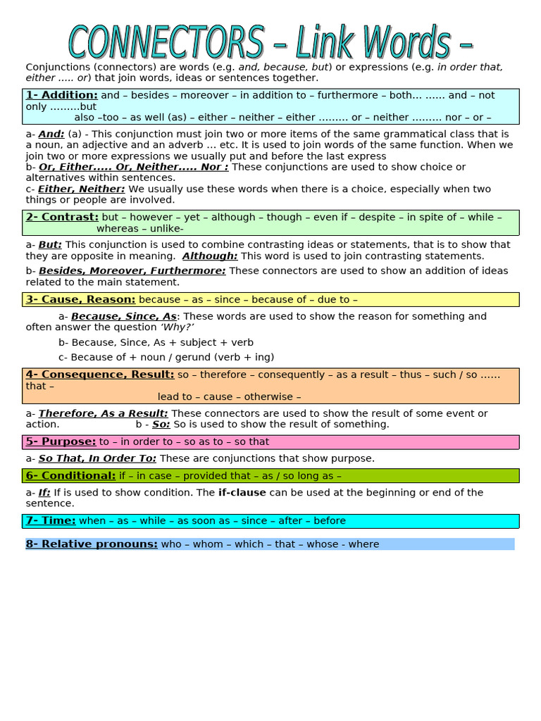 Understanding Conjunctions and Their Uses | PDF | Word | Verb