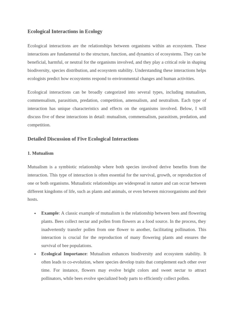 Understanding Ecological Interactions | PDF | Ecology | Parasitism