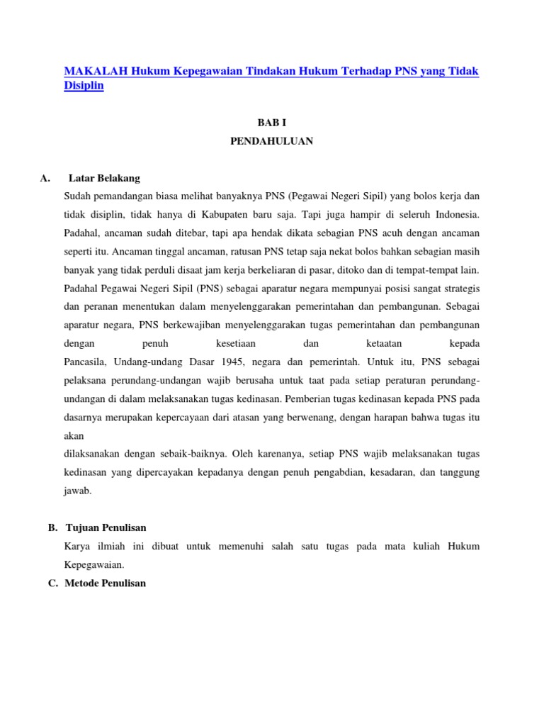 MAKALAH Hukum Kepegawaian Tindakan Hukum Terhadap PNS Yang