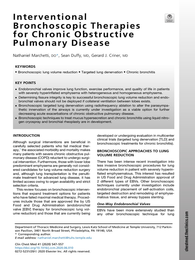 Interventional Brochoscopic therapies | PDF | Chronic Obstructive ...