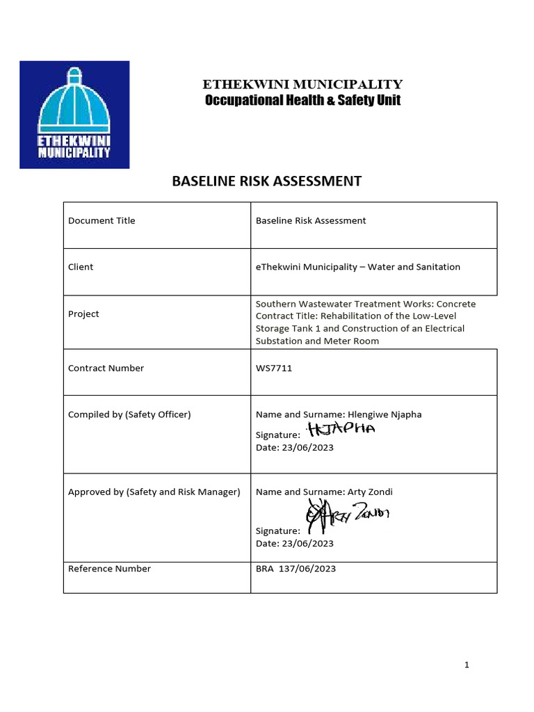 Ethekwini Baseline Risk Assessment Report | PDF | Occupational Safety ...