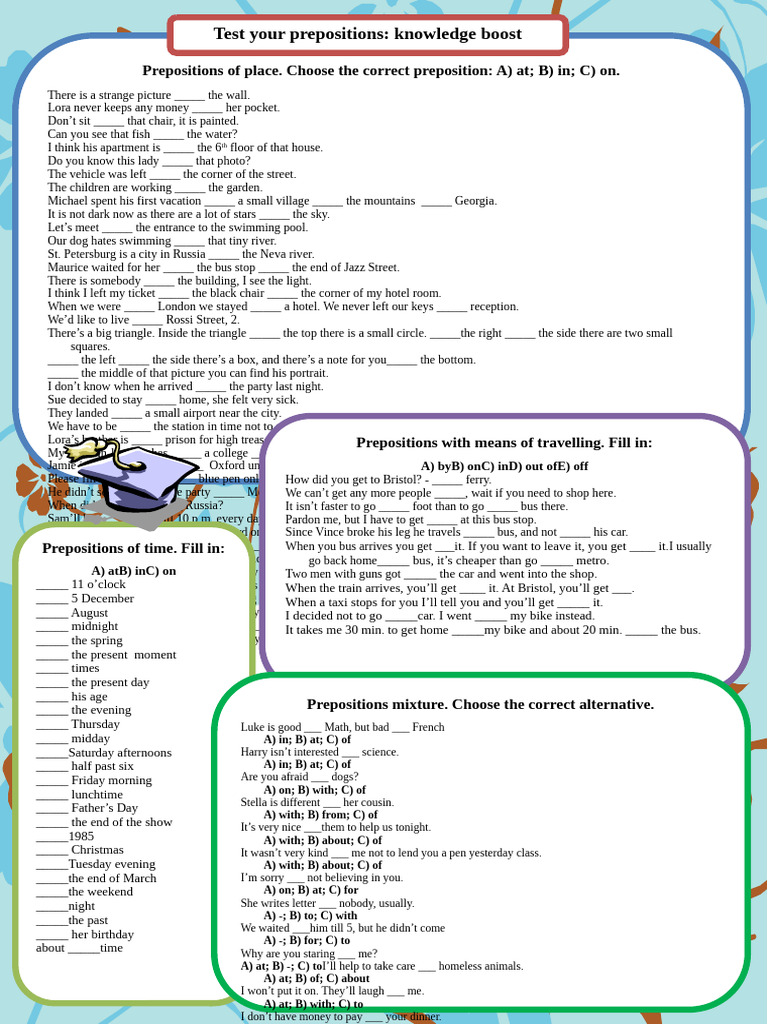 Test Your Prepositions Knowledge Boost - 78121 | PDF