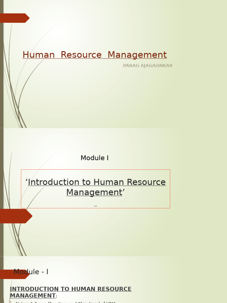 MODULE I 24-25 (1) | PDF | Human Resource Management | Human Resources