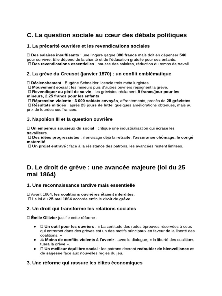 Droit de grève : loi de 1864 et impacts | PDF