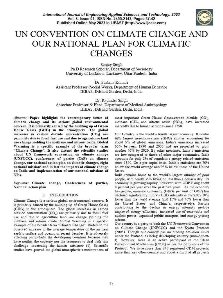 UN Climate Change and India's Action Plan | PDF | United Nations ...
