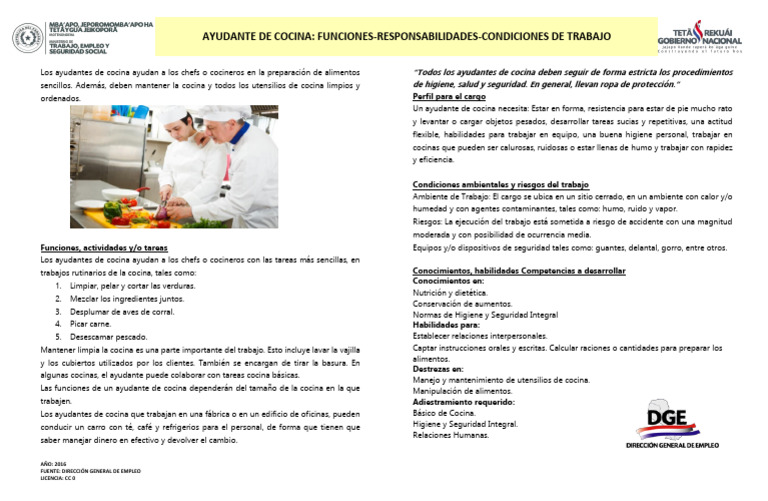 Funciones y Perfil de Ayudante de Cocina | PDF | Cocina | Alimentos