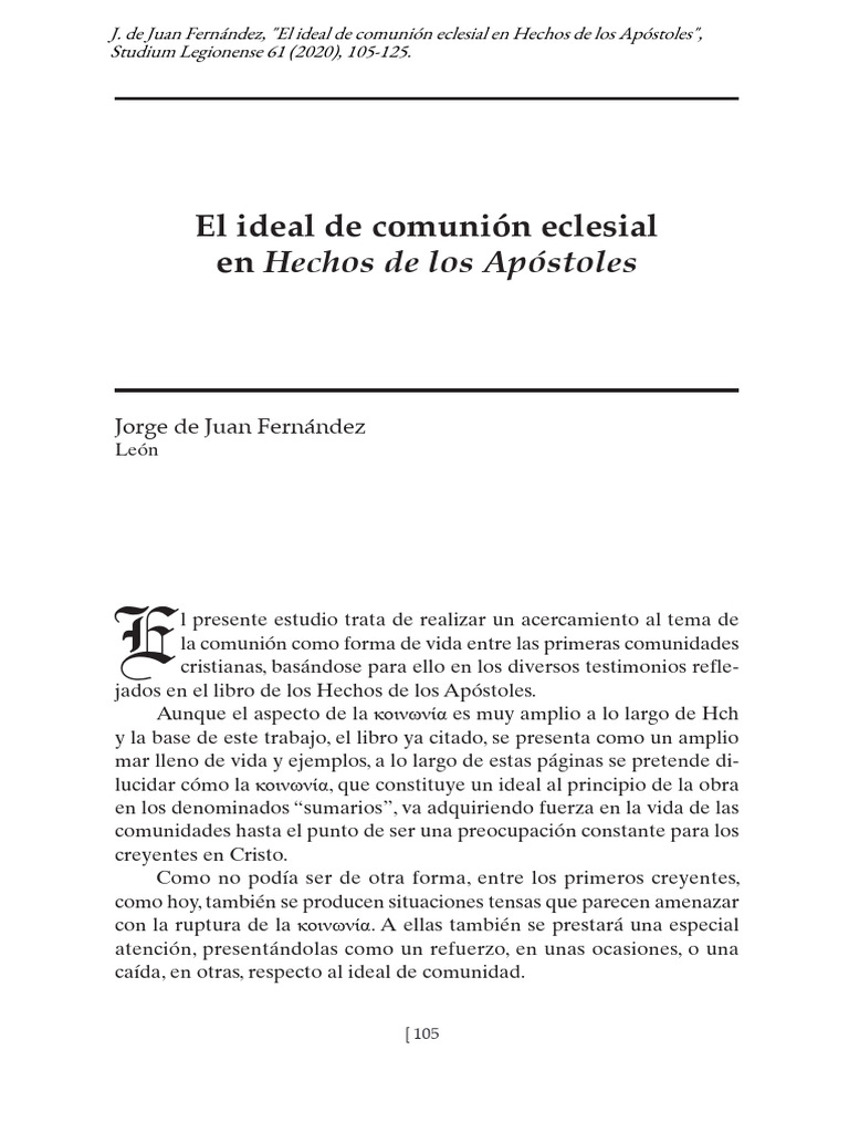 El Ideal de Comunion Eclesial en Hechos | PDF | Pablo el apóstol | Jesús